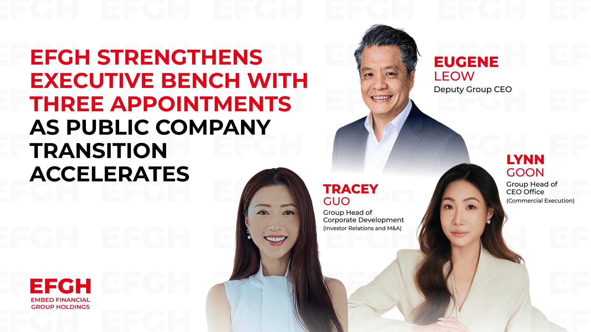 Singapore-Headquartered EFGH Strengthens Executive Bench With Three Appointments Ahead of Proposed Listing on New York Stock Exchange